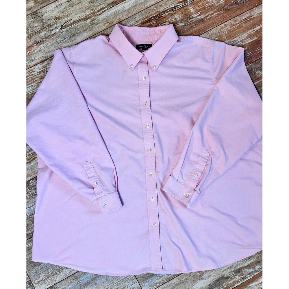 Lands' End Pink Oxford Button Front Shirt 3X Plus Size Preppy
